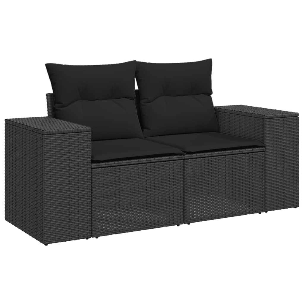 sofasæt til haven 7 dele med hynder polyrattan sort