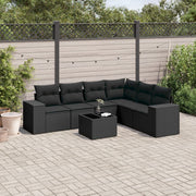 sofasæt til haven 7 dele med hynder polyrattan sort