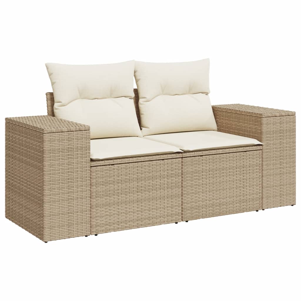 sofasæt til haven 7 dele med hynder polyrattan beige