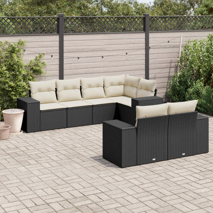 sofasæt til haven 7 dele med hynder polyrattan sort