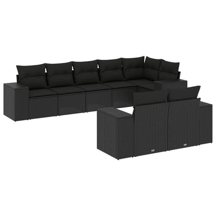 sofasæt til haven 8 dele med hynder polyrattan sort