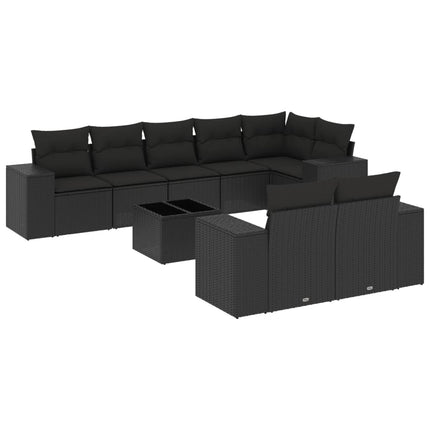 sofasæt til haven 9 dele med hynder polyrattan sort