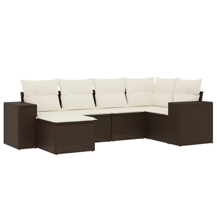 sofasæt til haven 6 dele med hynder polyrattan brun