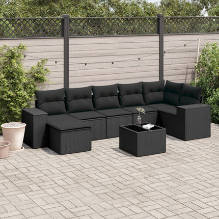sofasæt til haven 8 dele med hynder polyrattan sort