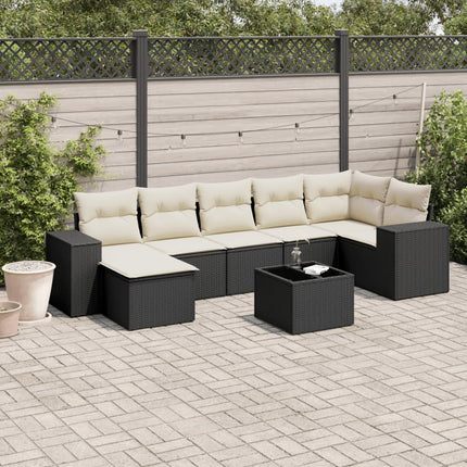 sofasæt til haven 8 dele med hynder polyrattan sort