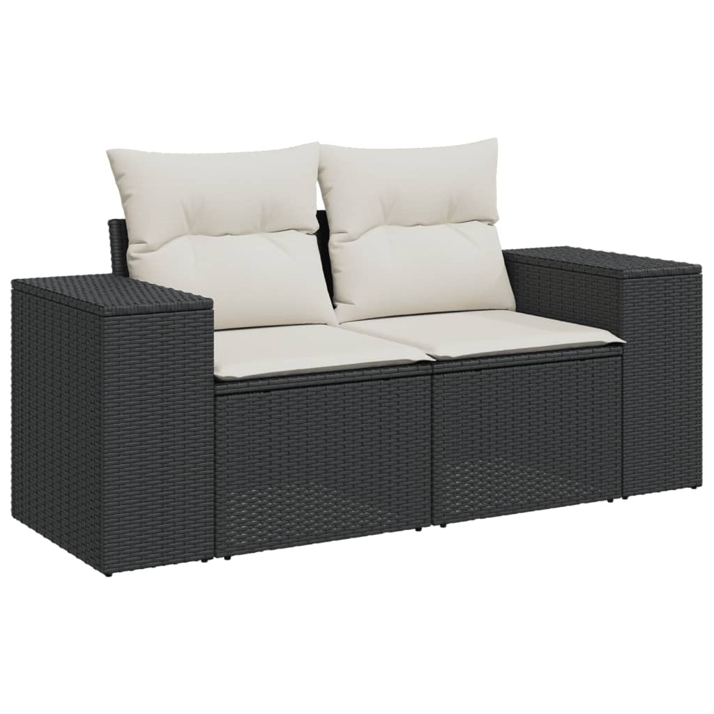 sofasæt til haven 7 dele med hynder polyrattan sort