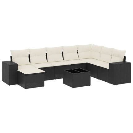 sofasæt til haven 9 dele med hynder polyrattan sort