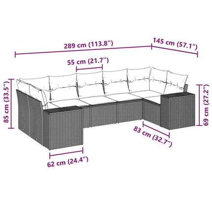 sofasæt til haven 7 dele med hynder polyrattan lysegrå