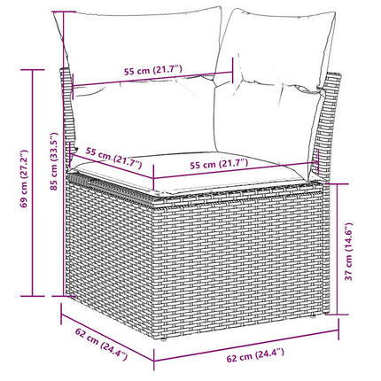 sofasæt til haven 9 dele med hynder polyrattan lysegrå
