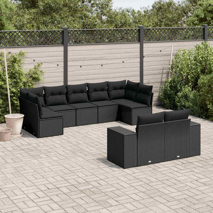 sofasæt til haven 9 dele med hynder polyrattan sort