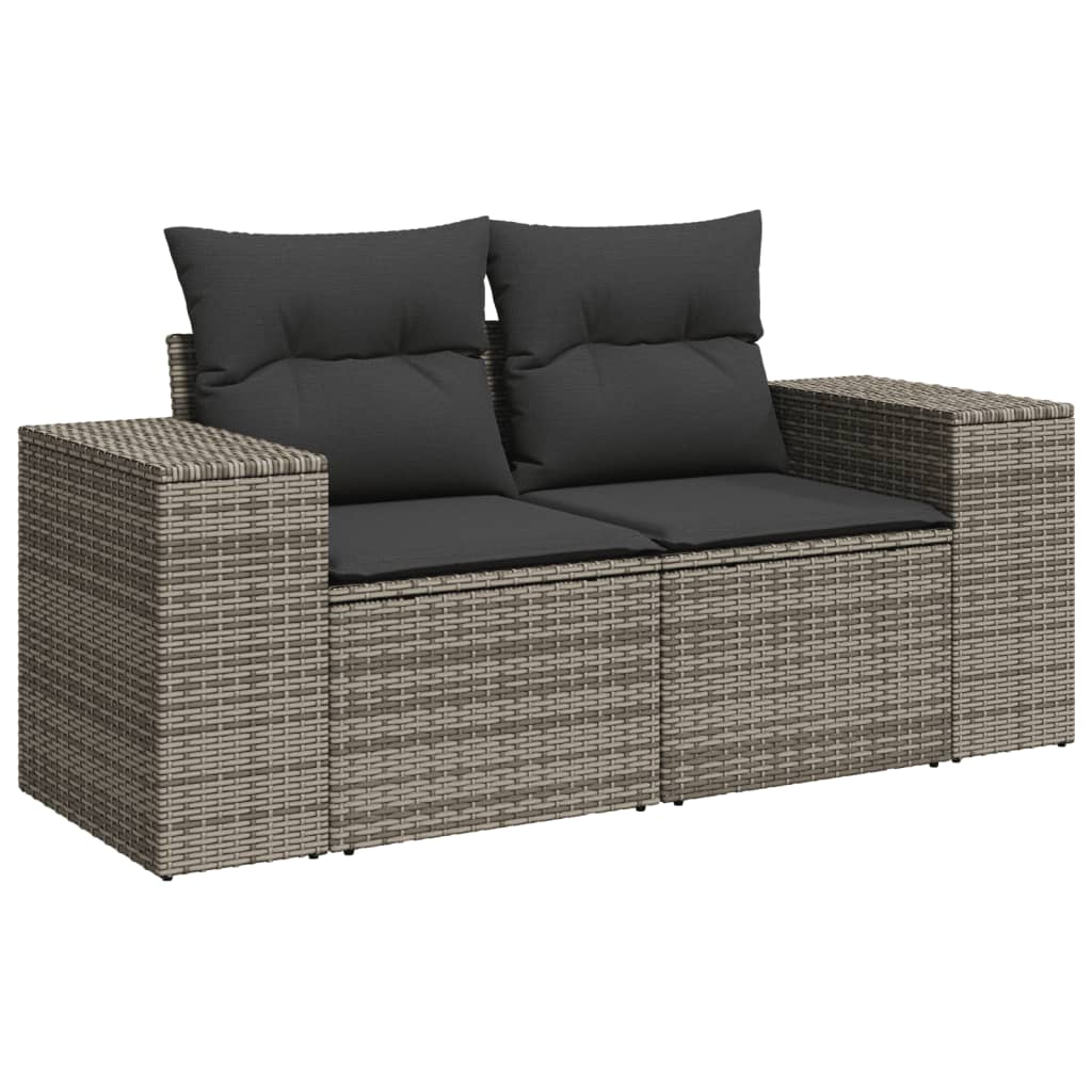 sofasæt til haven 9 dele med hynder polyrattan grå