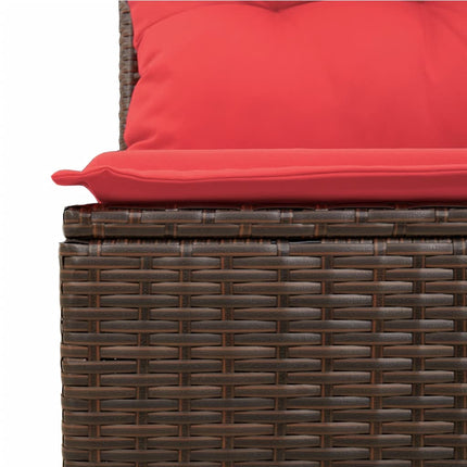 havesofasæt med 9 dele og hynder brun polyrattan
