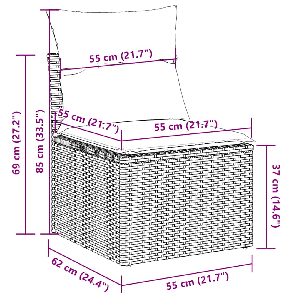 sofasæt til haven 10 dele med hynder polyrattan lysegrå