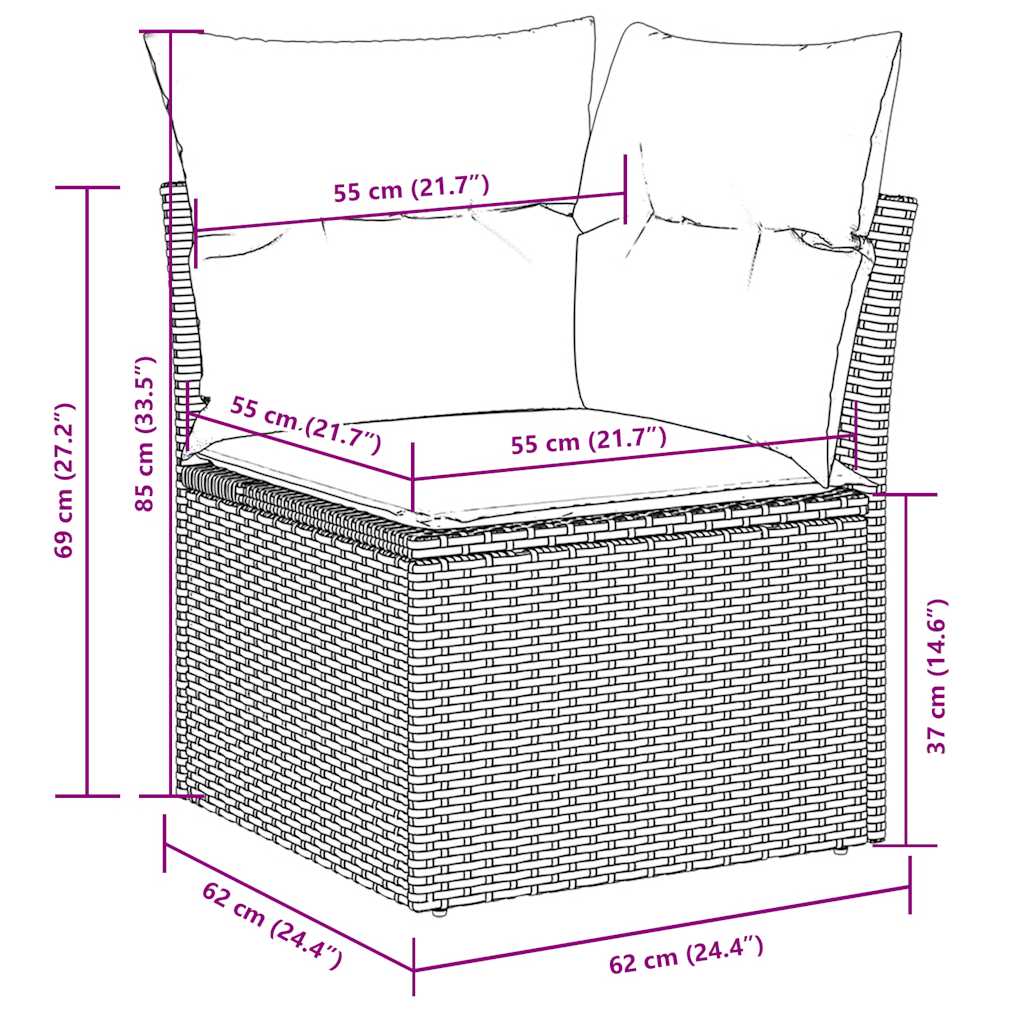 sofasæt til haven 10 dele med hynder polyrattan lysegrå