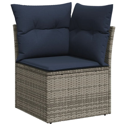 havesofasæt med 9 dele og hynder grå polyrattan