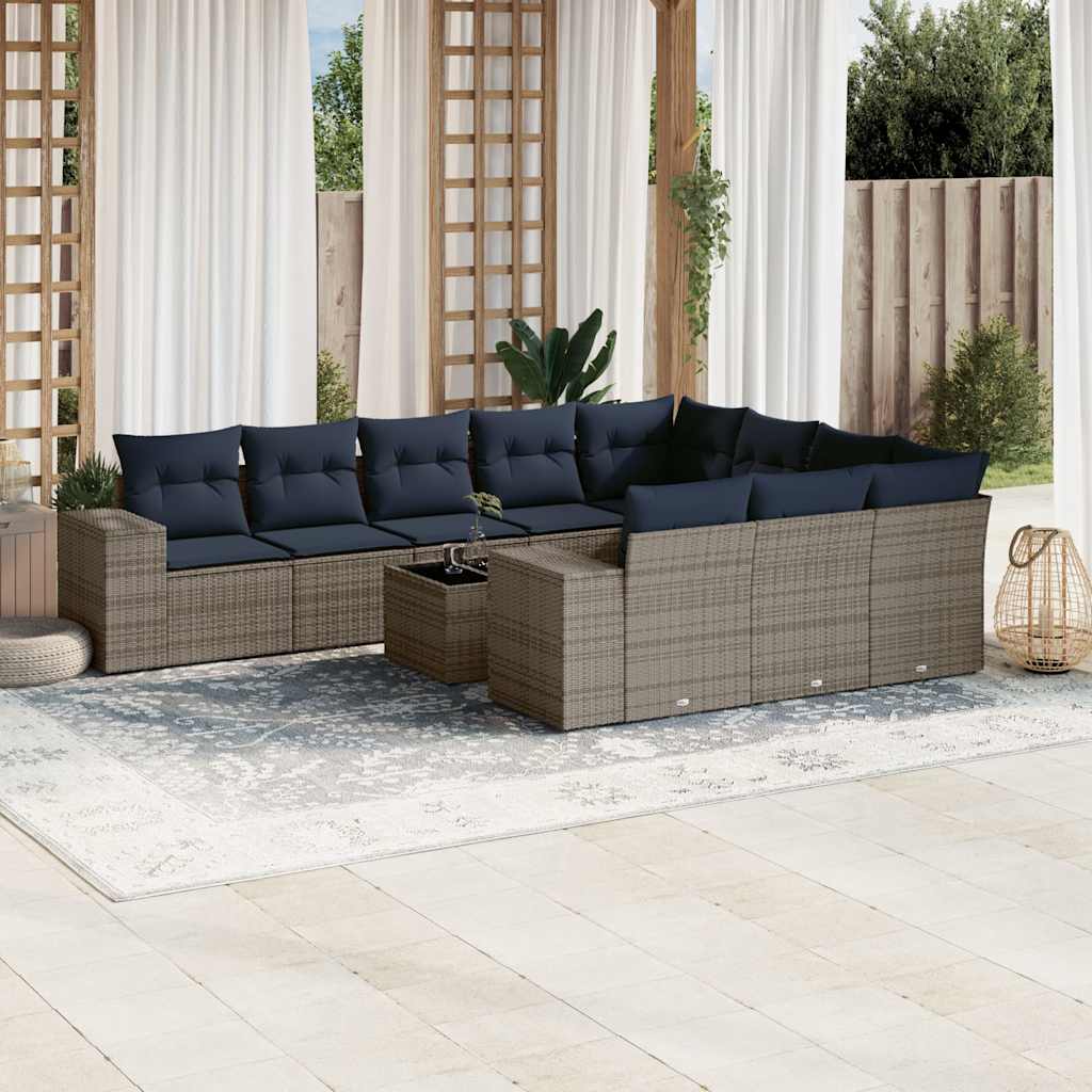 11-delt havesofast med hynder gr polyrattan