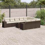 loungesæt til haven 11 dele med hynder polyrattan brun