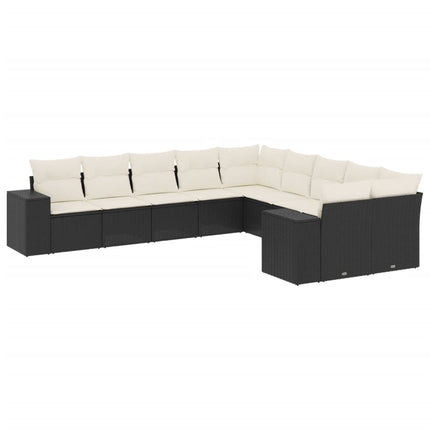 sofasæt til haven 10 dele med hynder polyrattan sort