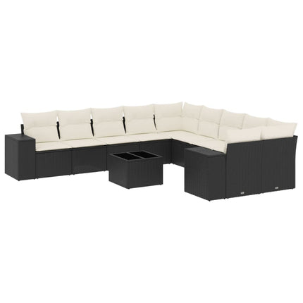sofasæt til haven 11 dele med hynder polyrattan sort