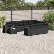 sofasæt til haven 11 dele med hynder polyrattan sort
