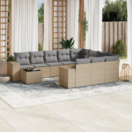 sofasæt til haven 11 dele med hynder polyrattan beige
