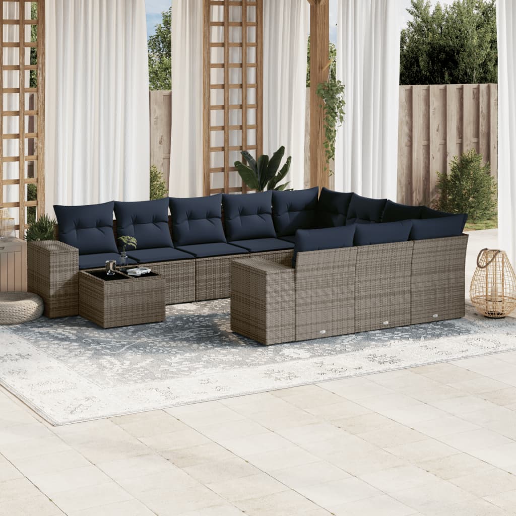 11-delt havesofast med hynder gr polyrattan