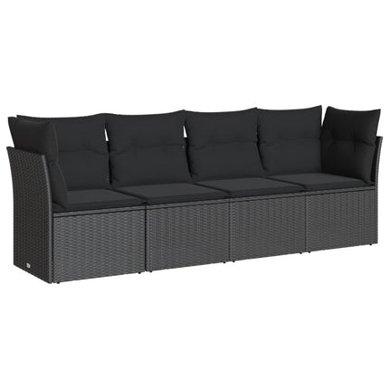 sofasæt til haven 4 dele med hynder polyrattan sort