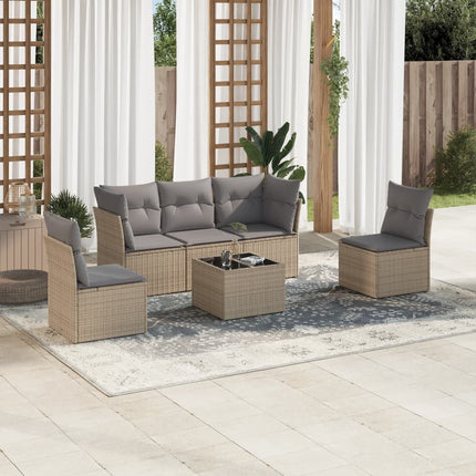 sofasæt til haven 6 dele med hynder polyrattan beige