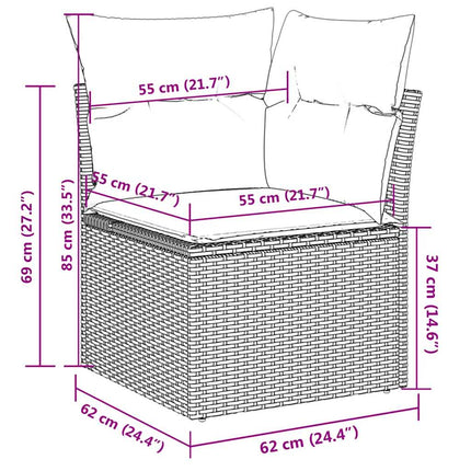 sofasæt til haven 3 dele med hynder polyrattan sort