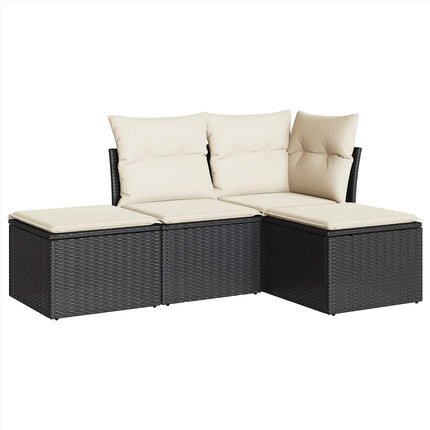 sofasæt til haven 4 dele med hynder polyrattan sort