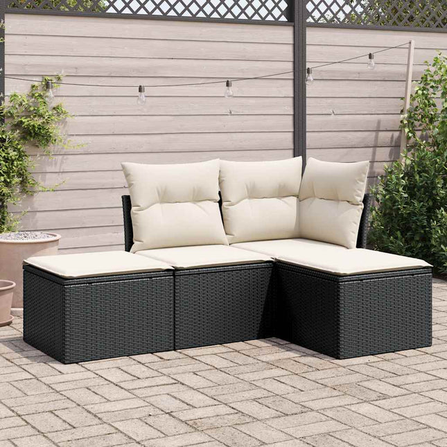sofasæt til haven 4 dele med hynder polyrattan sort