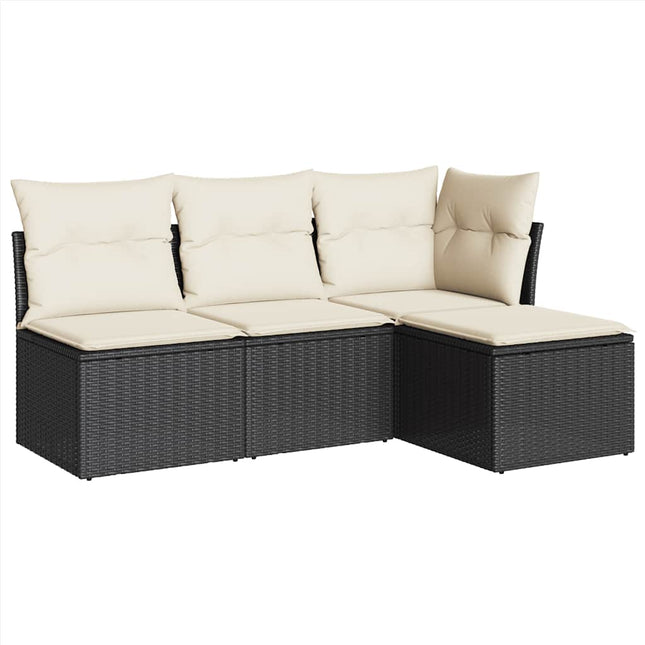 sofasæt til haven 4 dele med hynder polyrattan sort
