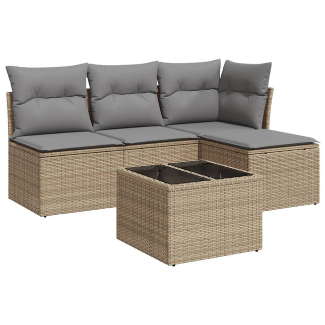 sofasæt til haven 5 dele med hynder polyrattan beige