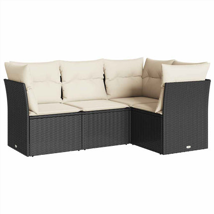 sofasæt til haven 4 dele med hynder polyrattan sort