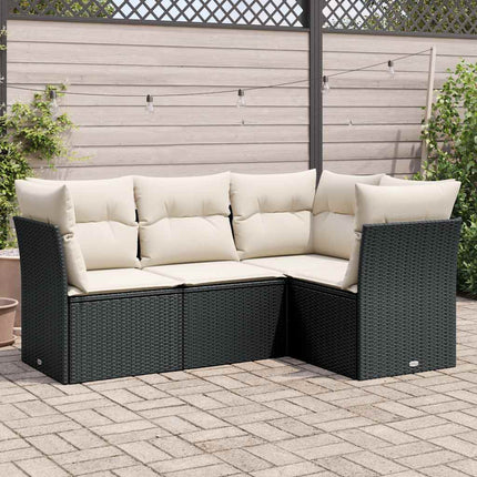 sofasæt til haven 4 dele med hynder polyrattan sort