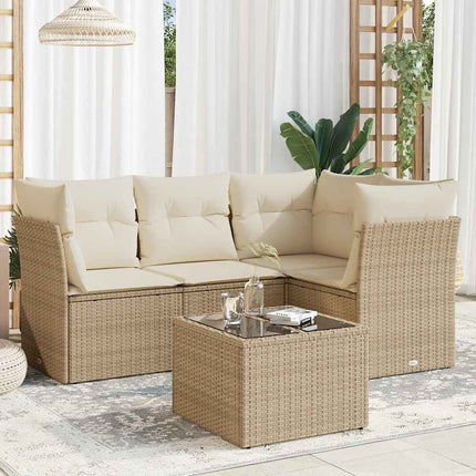 sofasæt til haven 5 dele med hynder polyrattan beige