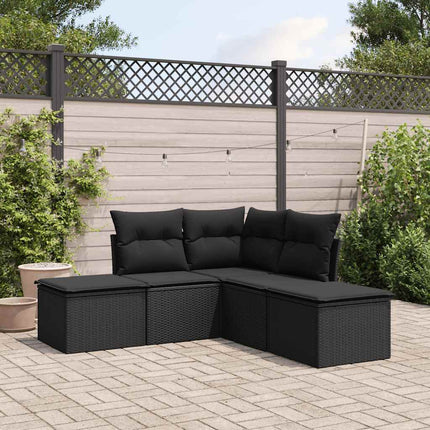 sofasæt til haven 5 dele med hynder polyrattan sort