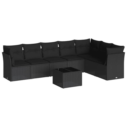 sofasæt til haven 8 dele med hynder polyrattan sort