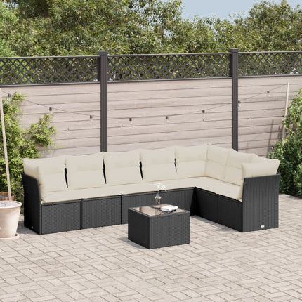 sofasæt til haven 8 dele med hynder polyrattan sort