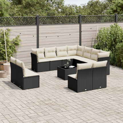sofasæt til haven 12 dele med hynder polyrattan sort