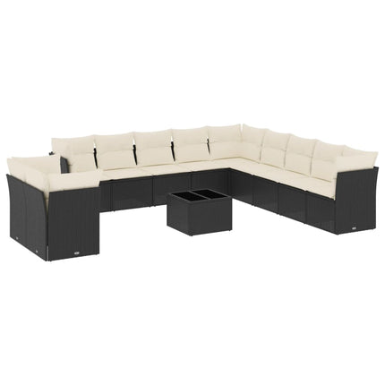 sofasæt til haven 12 dele med hynder polyrattan sort