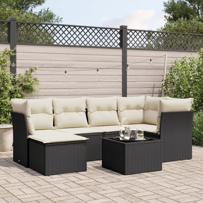 sofasæt til haven 7 dele med hynder polyrattan sort