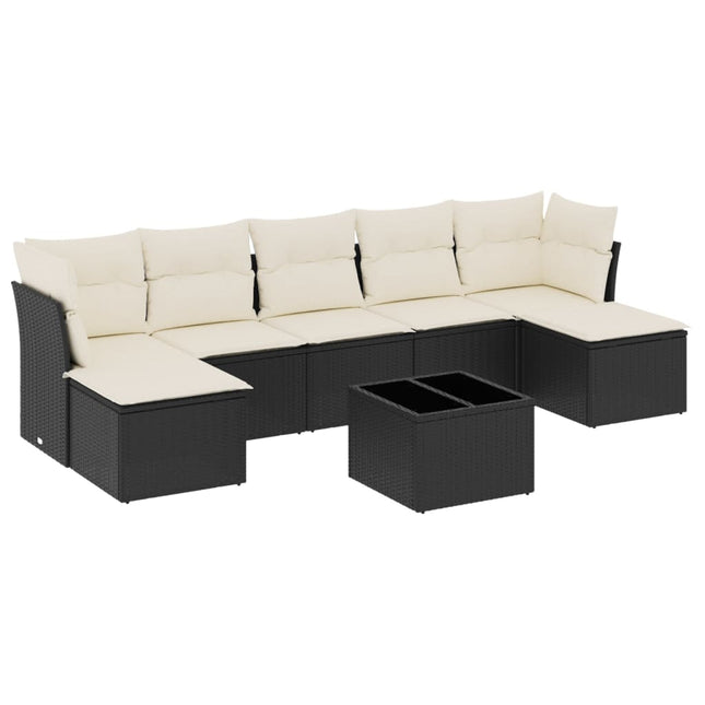 sofasæt til haven 8 dele med hynder polyrattan sort