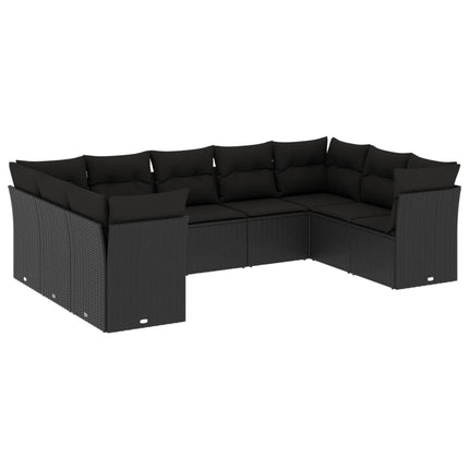sofasæt til haven 9 dele med hynder polyrattan sort