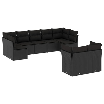 sofasæt til haven 9 dele med hynder polyrattan sort