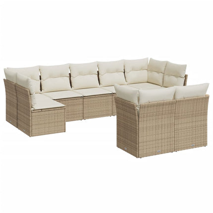 sofasæt til haven 9 dele med hynder polyrattan beige