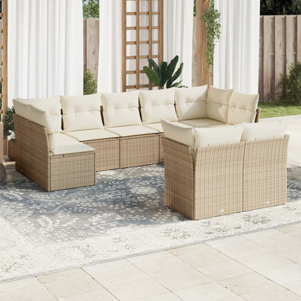 sofasæt til haven 9 dele med hynder polyrattan beige