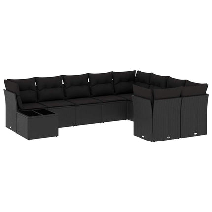 sofasæt til haven 10 dele med hynder polyrattan sort