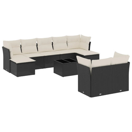 sofasæt til haven 10 dele med hynder polyrattan sort