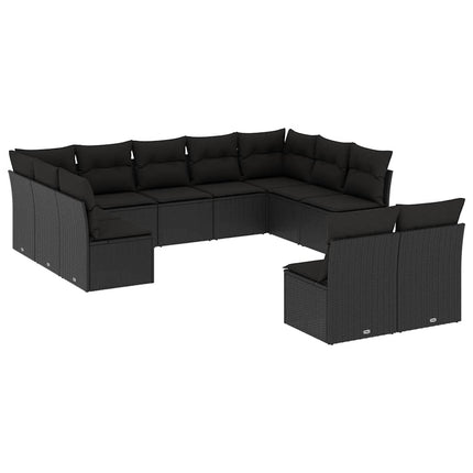 sofasæt til haven 11 dele med hynder polyrattan sort